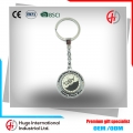 Souvenir epoxy rotating round metal keychain/key chain