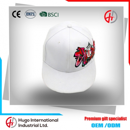 White 3D embroidery Flat Brim Cap