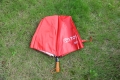 Chinese wooden handle red 2 fold umbrella