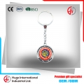Souvenir epoxy rotating round metal keychain/key chain