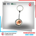 Souvenir epoxy rotating round metal keychain/key chain