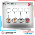 Souvenir epoxy rotating round metal keychain/key chain